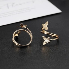 Wholesale two-color butterfly hollow creative ring alloy geometric accessories