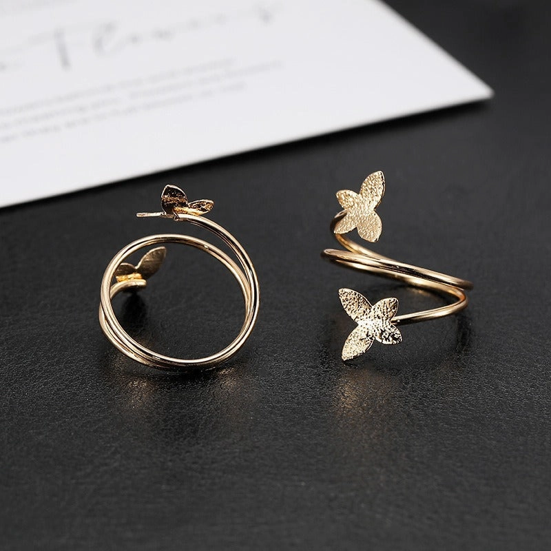 Wholesale two-color butterfly hollow creative ring alloy geometric accessories
