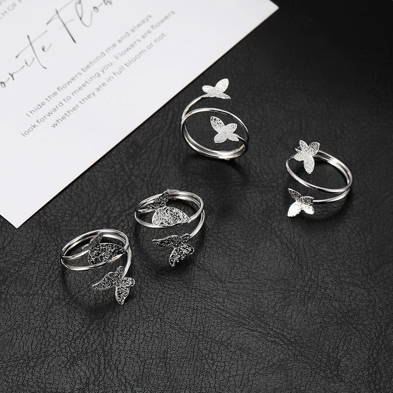 Wholesale two-color butterfly hollow creative ring alloy geometric accessories