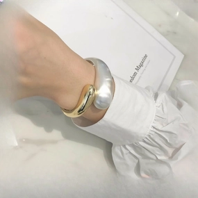 Wholesale Two-color Stitching Open Alloy Spring Buckle Bracelet