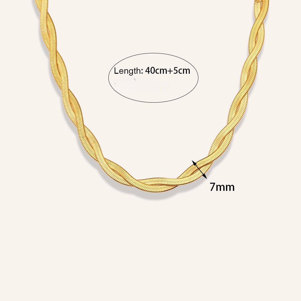 Wholesale Two Strands Braided Interleaving Flat Snake Chain Stainless Steel Necklaces
