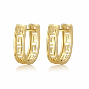 Wholesale U-shaped Hollow Pattern Copper Gold-plated Earrings
