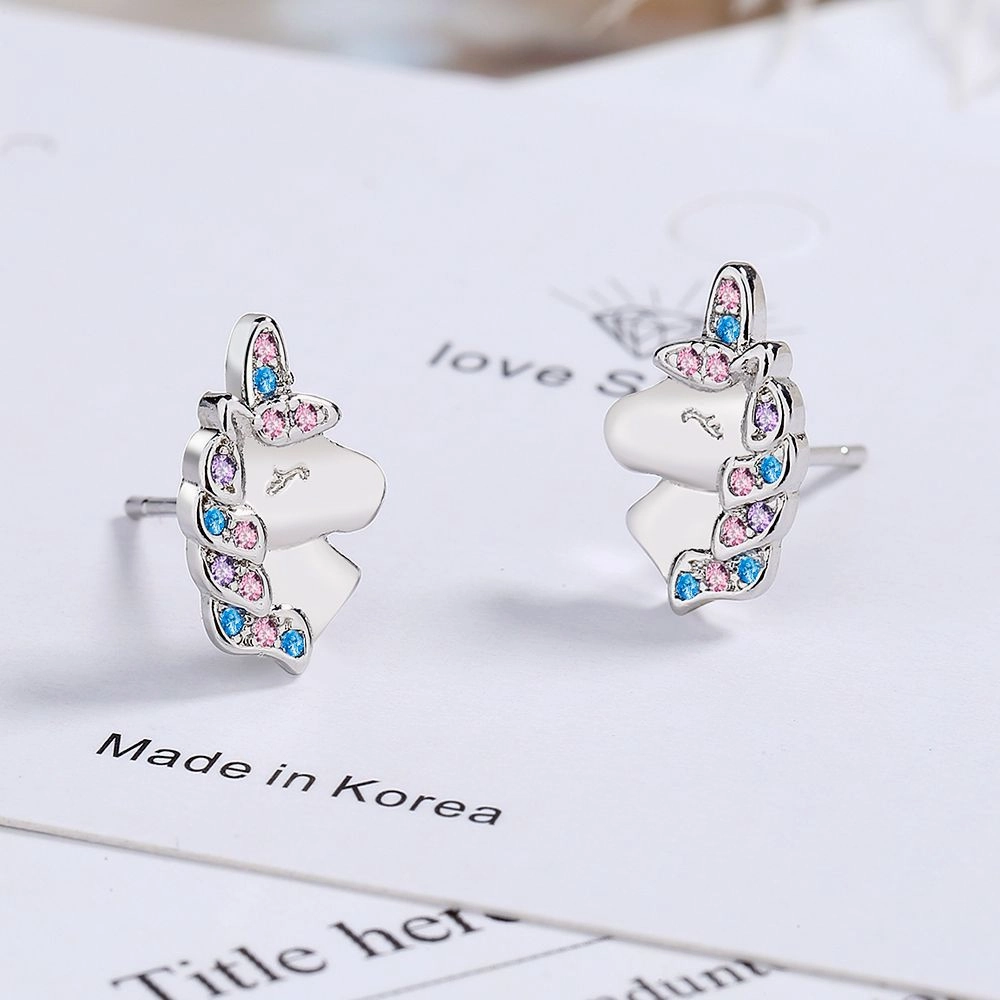 Wholesale Unicorn Rainbow Copper Earrings