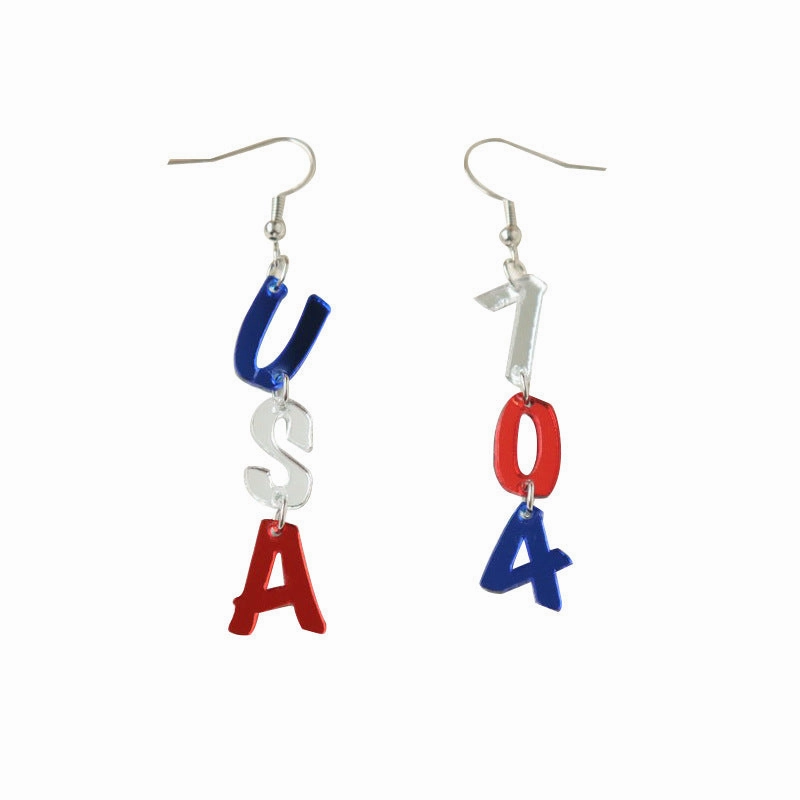 Wholesale USA Independence Day Acrylic Mirror Earrings