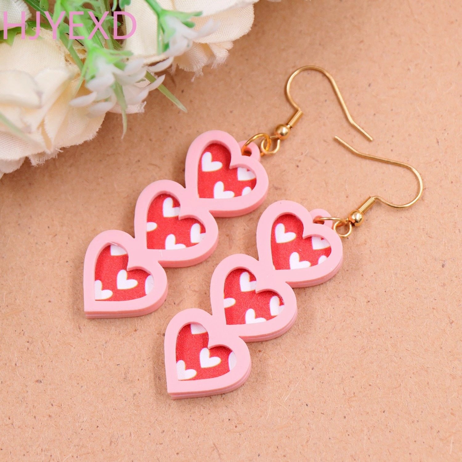 Wholesale Valentine's Day Autumn/Winter Pink Love Acrylic Earrings