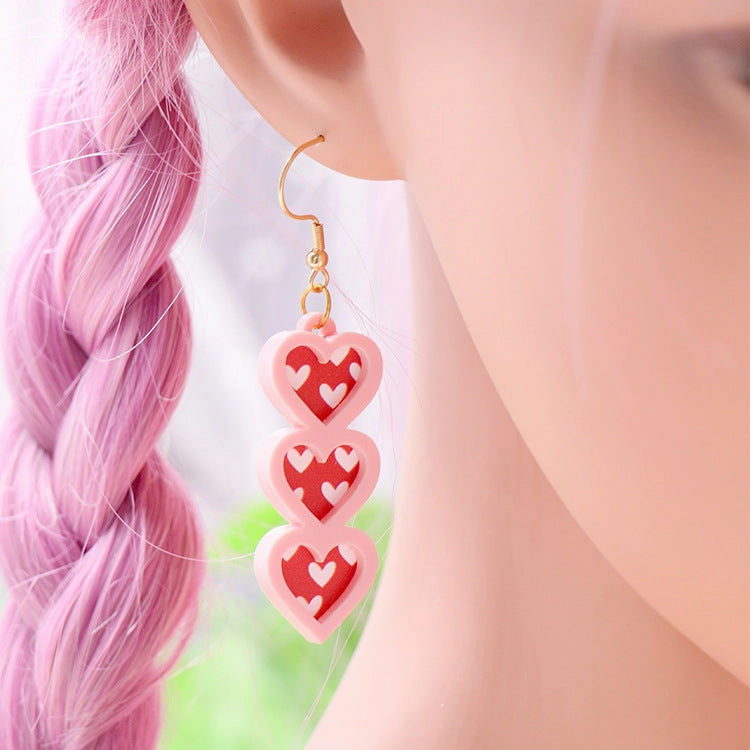 Wholesale Valentine's Day Autumn/Winter Pink Love Acrylic Earrings