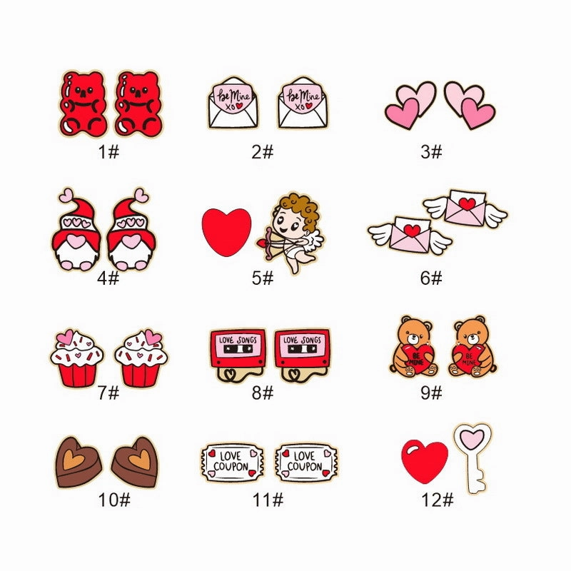 Wholesale Valentine's Day bear envelope love cupid arrow cake tape chocolate key wooden earrings