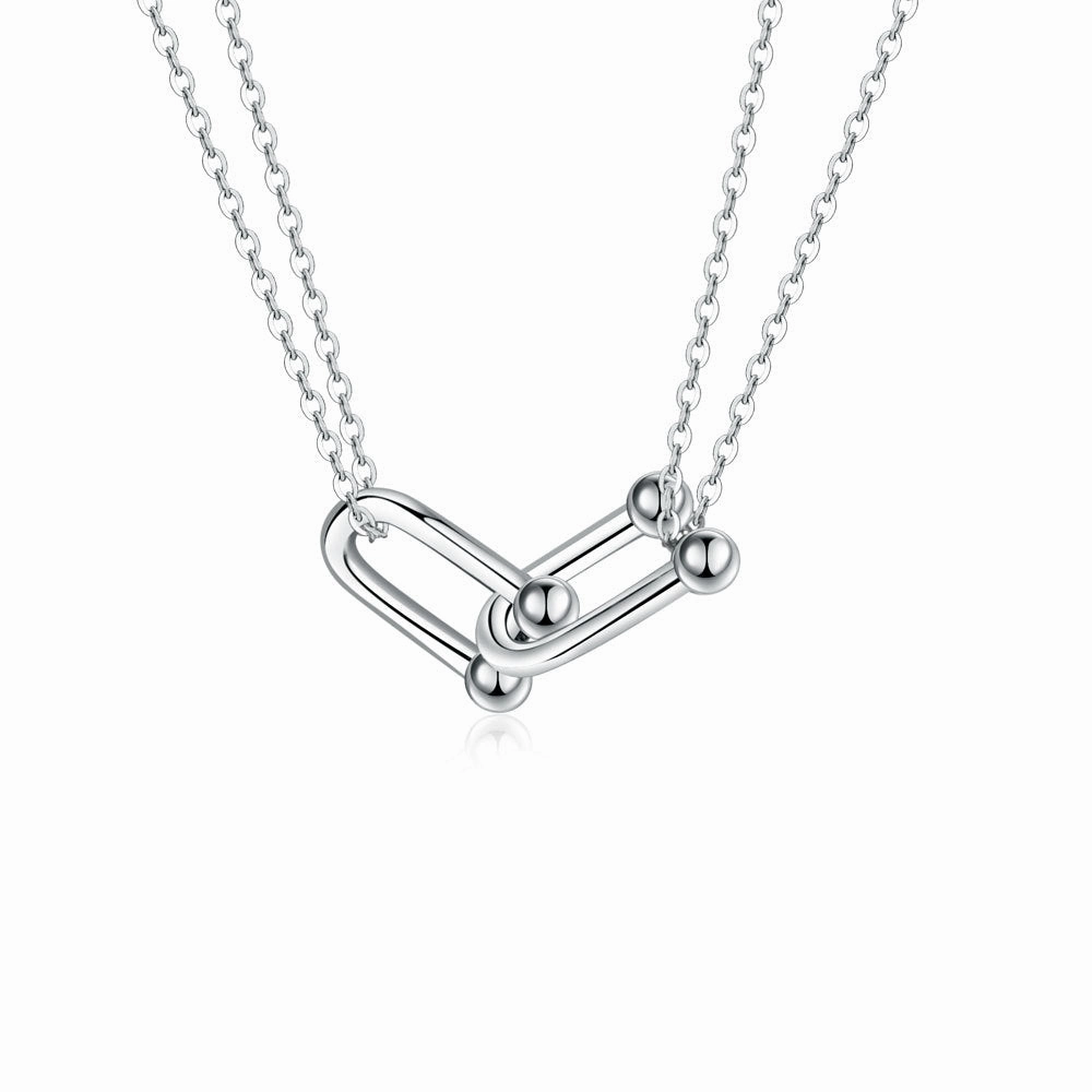 Wholesale Valentine's Day Double Ring Horseshoe Buckle Necklace