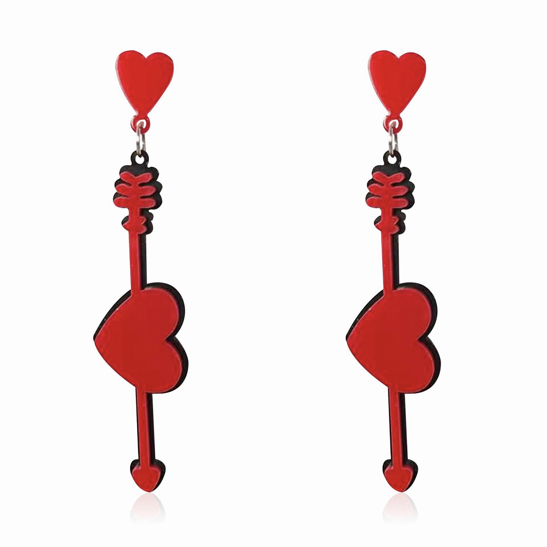 Wholesale Valentine's Day Fashion Red Acrylic Heart Letter Earrings
