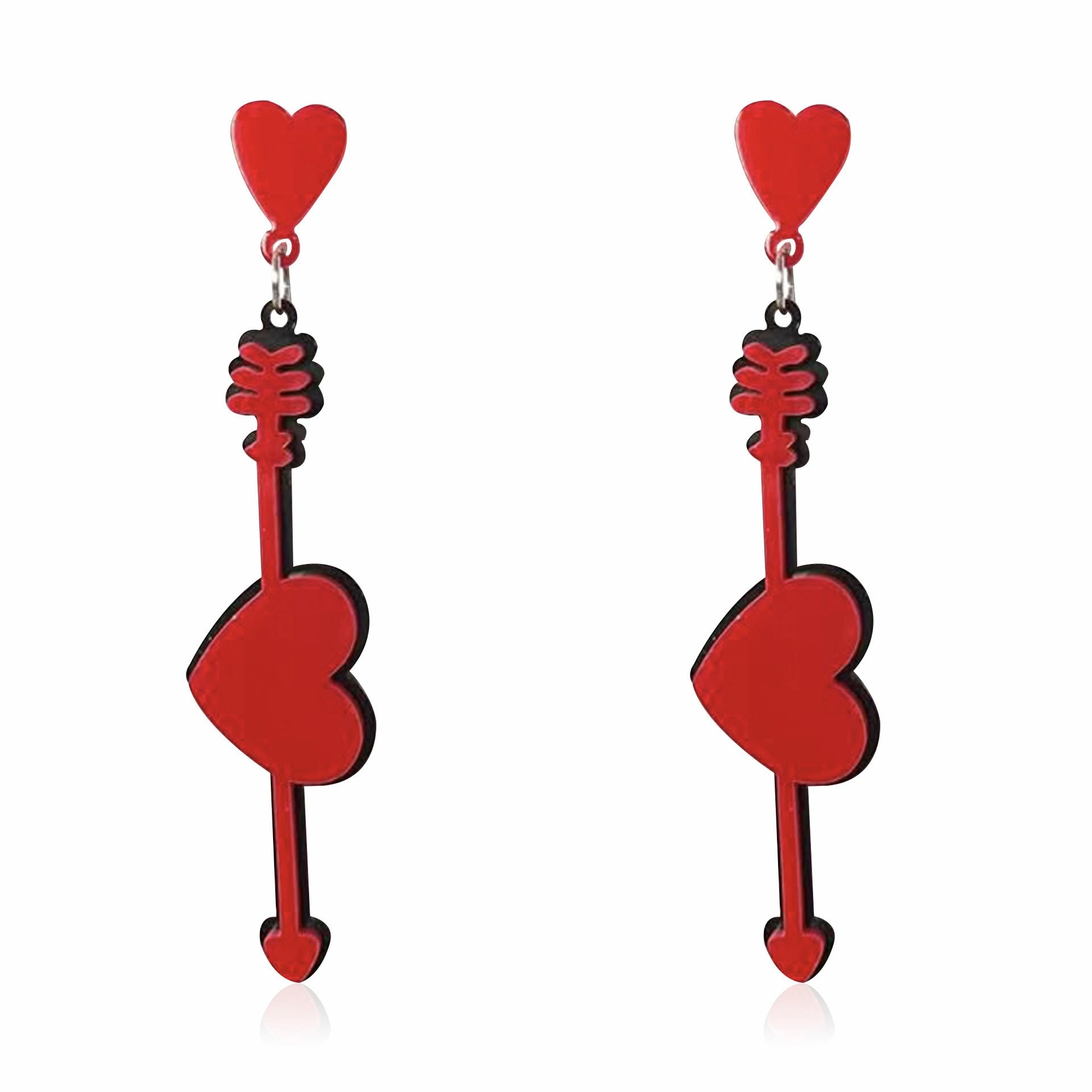Wholesale Valentine's Day Fashion Red Acrylic Heart Letter Earrings