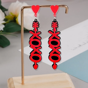 Wholesale Valentine's Day Fashion Red Acrylic Heart Letter Earrings