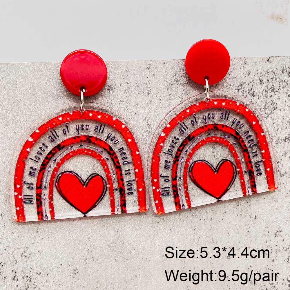 Wholesale Valentine's Day Heart Cat Envelope Acrylic Earrings