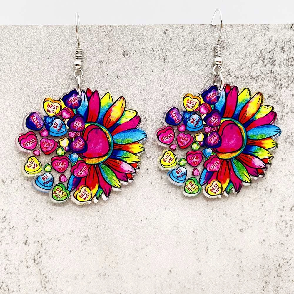 Wholesale Valentine's Day Heart Cat Envelope Acrylic Earrings