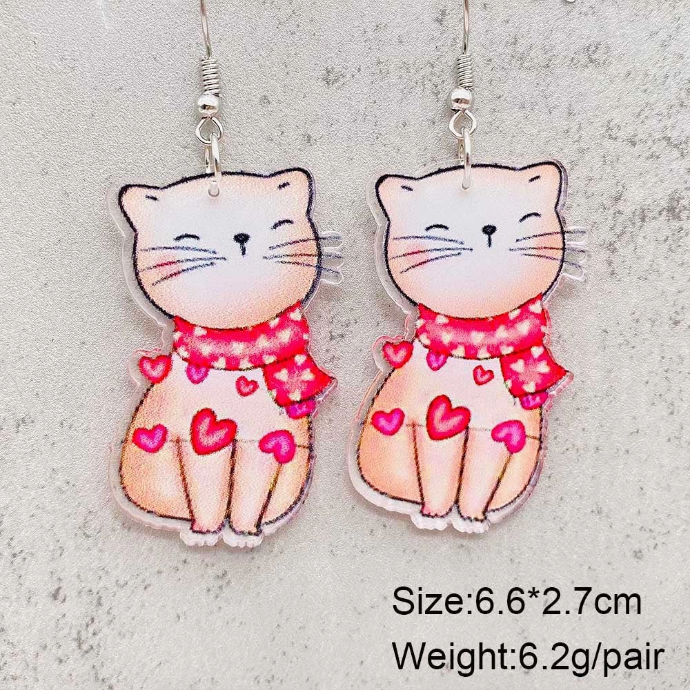 Wholesale Valentine's Day Heart Cat Envelope Acrylic Earrings
