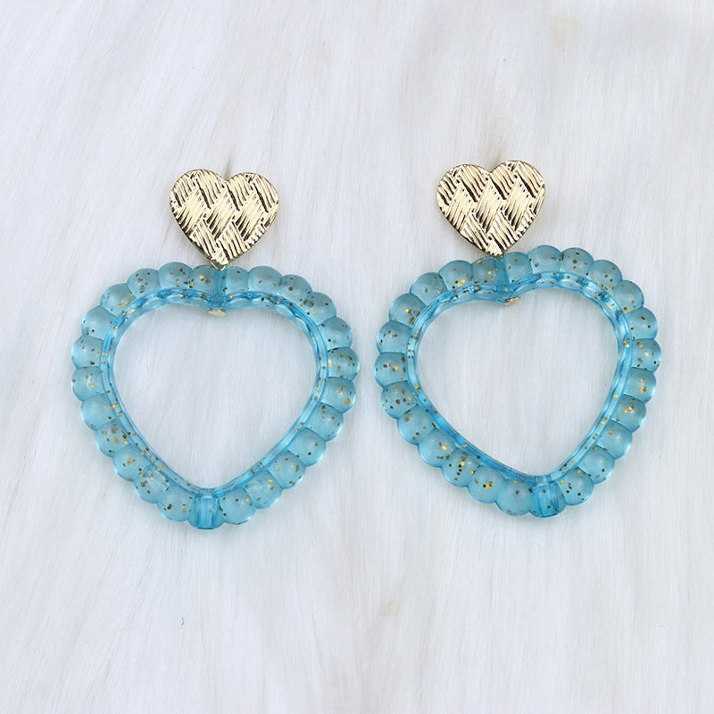 Wholesale Valentine's Day Heart Hollow Acrylic Earrings