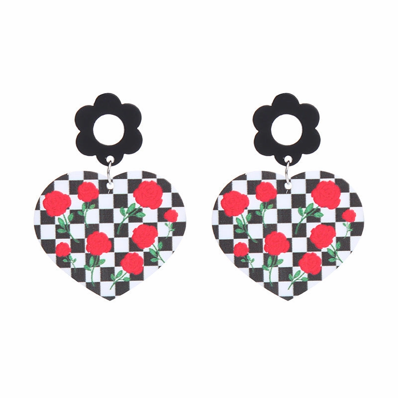 Wholesale Valentine's Day Heart Rose Acrylic Earrings