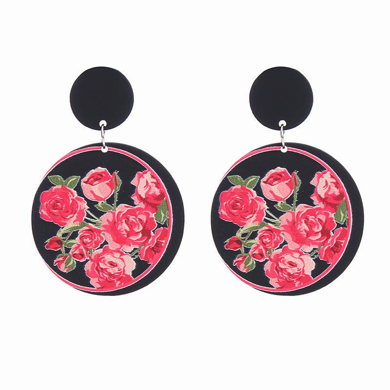 Wholesale Valentine's Day Heart Rose Acrylic Earrings