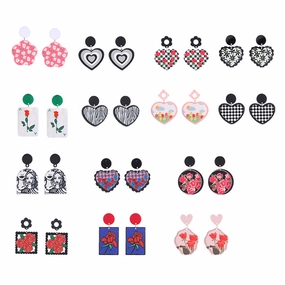 Wholesale Valentine's Day Heart Rose Acrylic Earrings