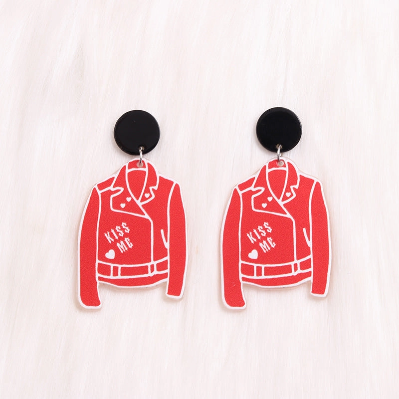 Wholesale Valentine's Day Leather Jacket Acrylic Earrings