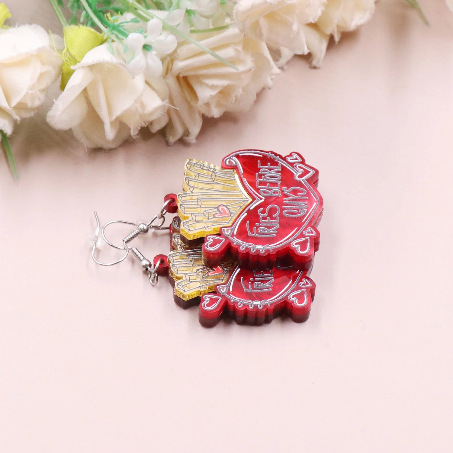Wholesale Valentine's Day Love Chips Acrylic Earrings