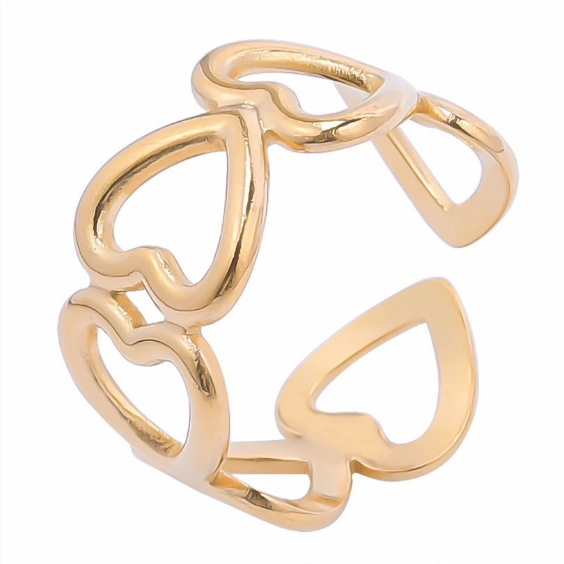 Wholesale Valentine's Day Love Colorful Gold Steel Titanium Opening Adjustable Ring