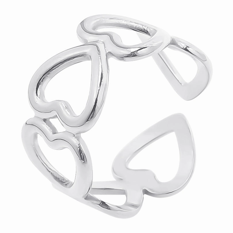 Wholesale Valentine's Day Love Colorful Gold Steel Titanium Opening Adjustable Ring