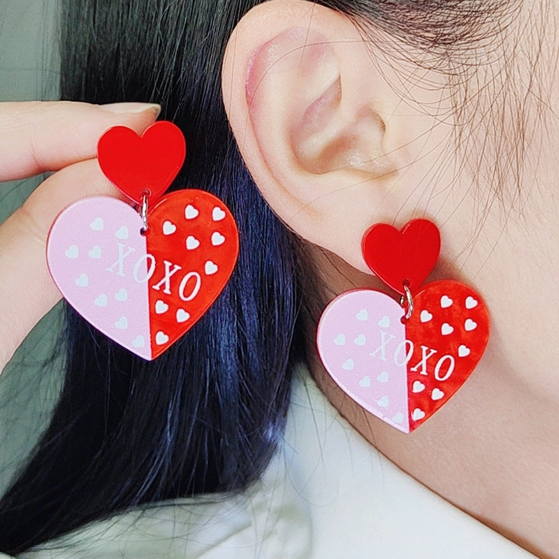 Wholesale Valentine's Day LOVE Contrasting Color Acrylic Earrings