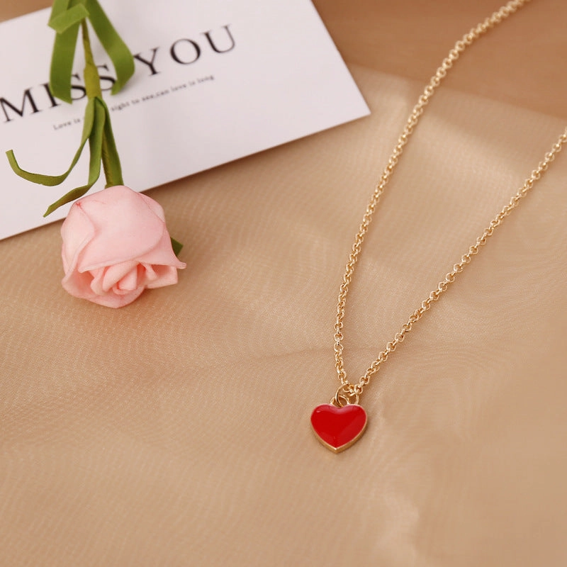 Wholesale Valentine's Day Love Double Sided Oil Drop Necklace