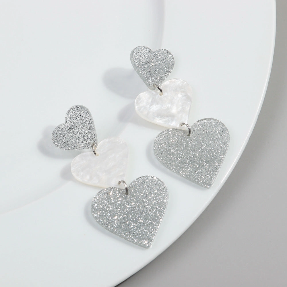 Wholesale Valentine's Day Love Glitter Colored Acrylic Earrings
