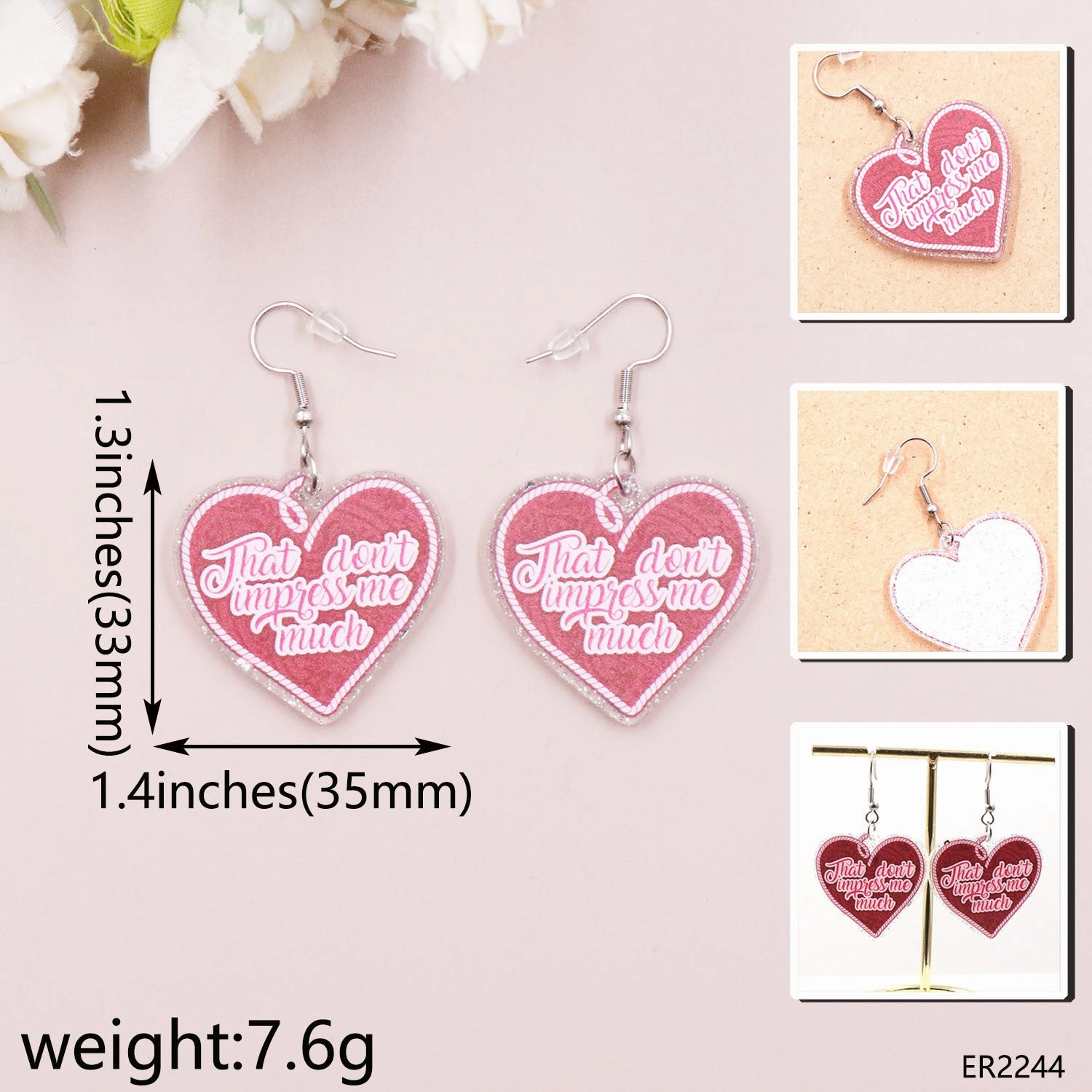 Wholesale Valentine's Day Love Letters Acrylic Earrings