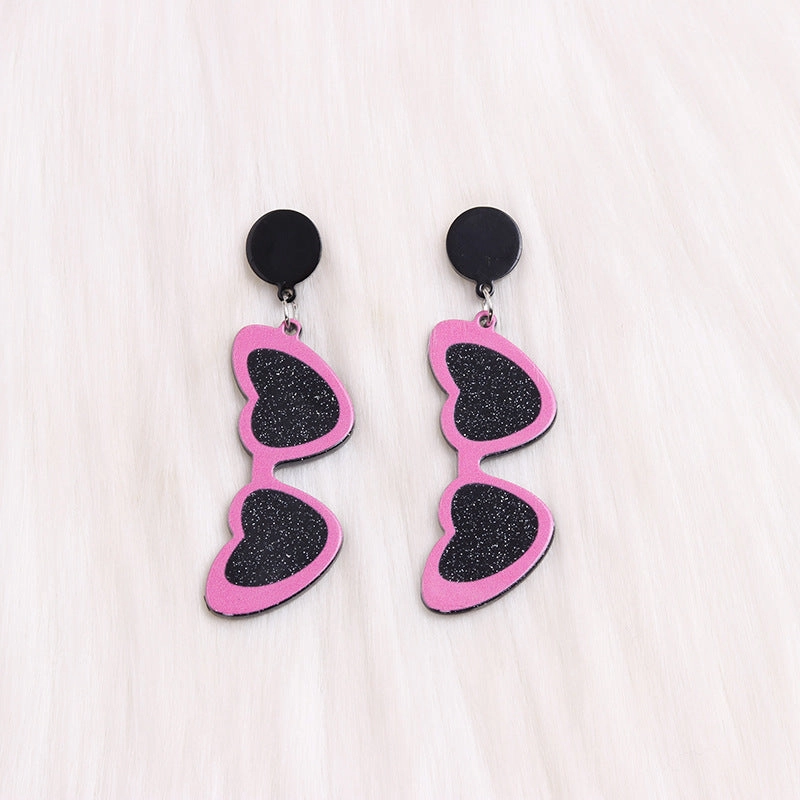 Wholesale Valentine's Day love sunglasses women's earrings autumn and winter earrings simple personality acrylic suit earrings