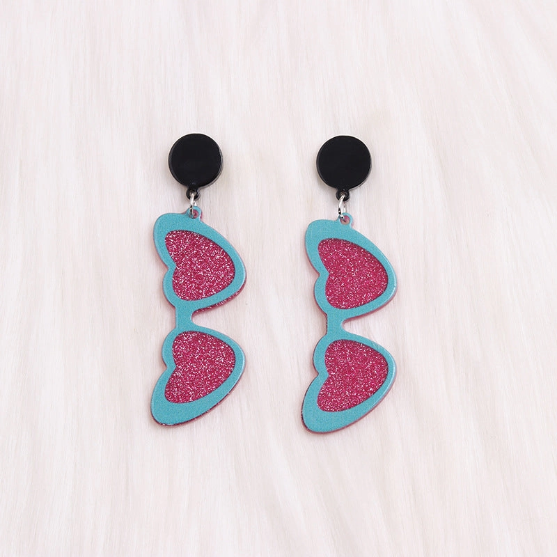 Wholesale Valentine's Day love sunglasses women's earrings autumn and winter earrings simple personality acrylic suit earrings