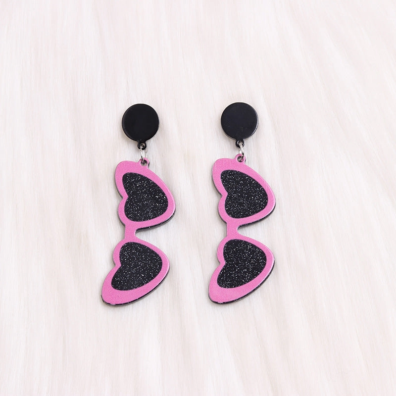 Wholesale Valentine's Day love sunglasses women's earrings autumn and winter earrings simple personality acrylic suit earrings