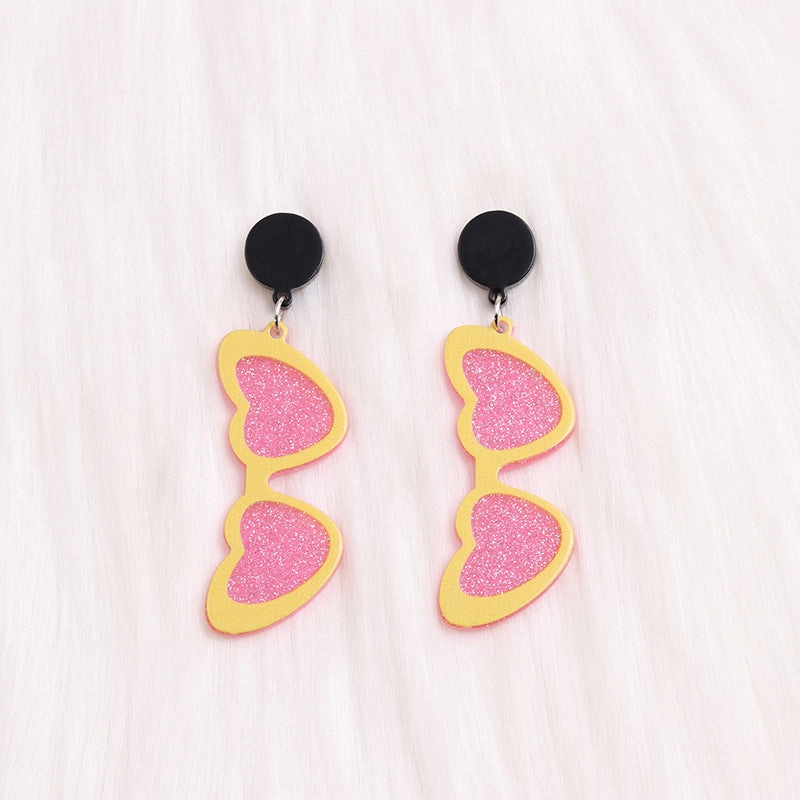 Wholesale Valentine's Day love sunglasses women's earrings autumn and winter earrings simple personality acrylic suit earrings