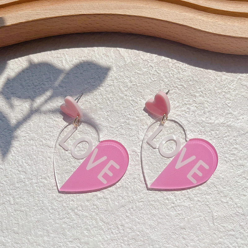 Wholesale Valentine's Day Pink Love Acrylic Earrings