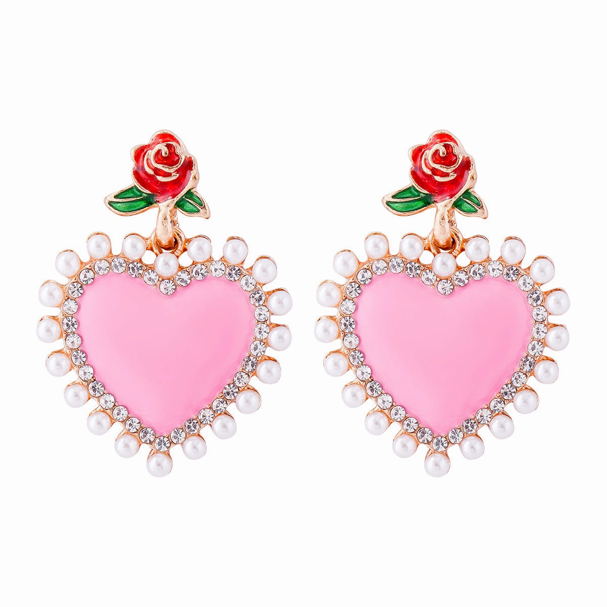 Wholesale Valentine's Day Pink Love Alloy Earrings