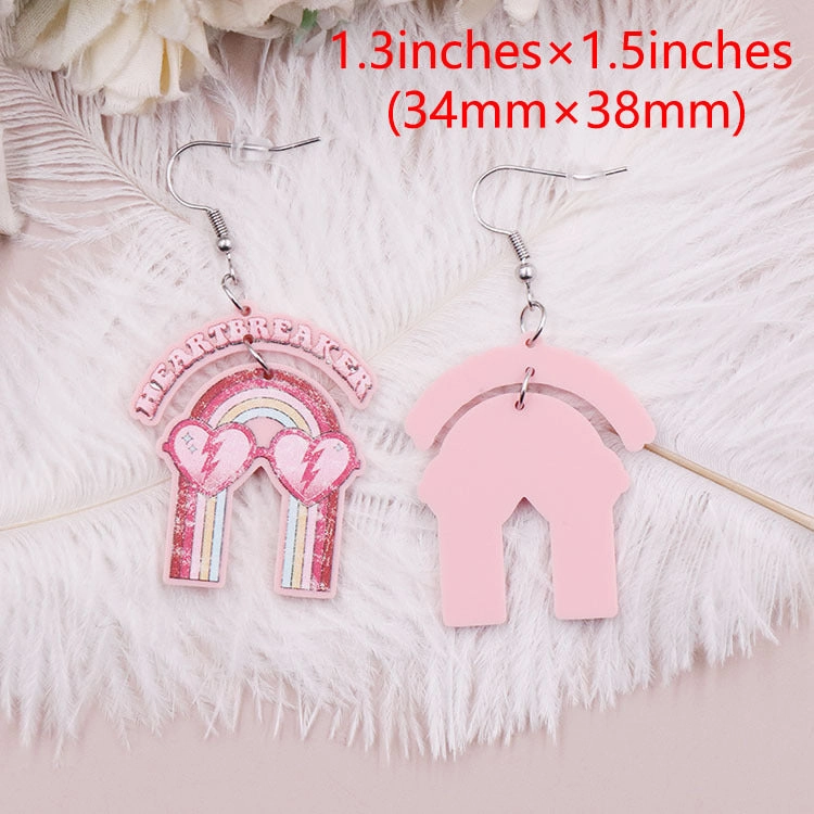 Wholesale Valentine's Day Rainbow Letters Acrylic Earrings