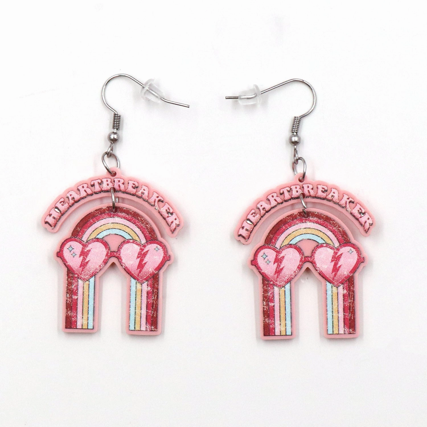 Wholesale Valentine's Day Rainbow Letters Acrylic Earrings