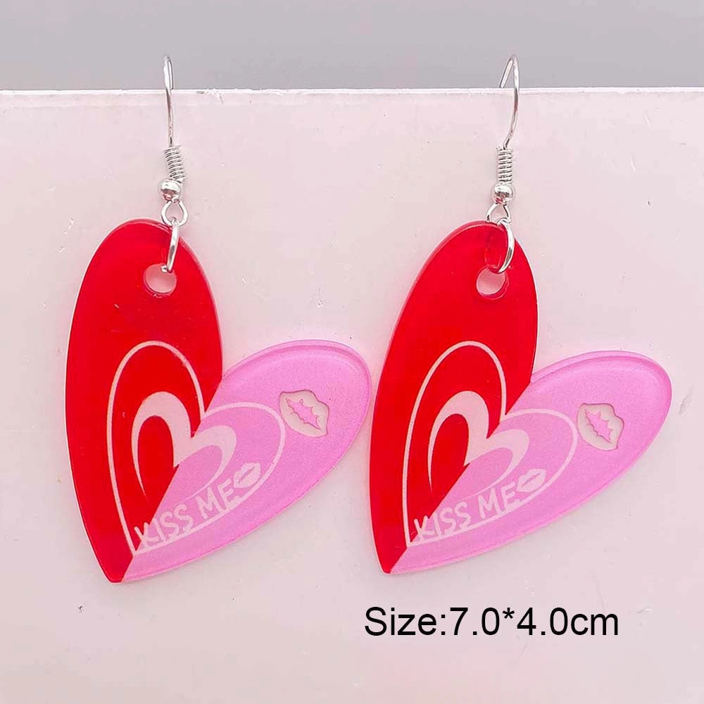 Wholesale Valentine's Day Red Heart Sweet Fun Red Lip Acrylic Earrings