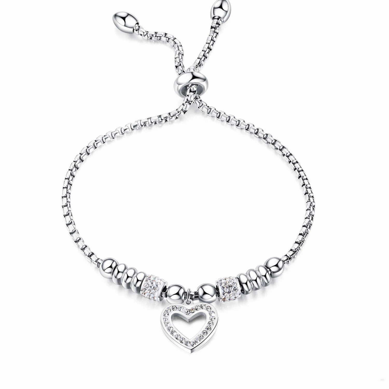 Wholesale Valentine's Day Rose Gold Plated Titanium Steel Love Zircon Bracelet