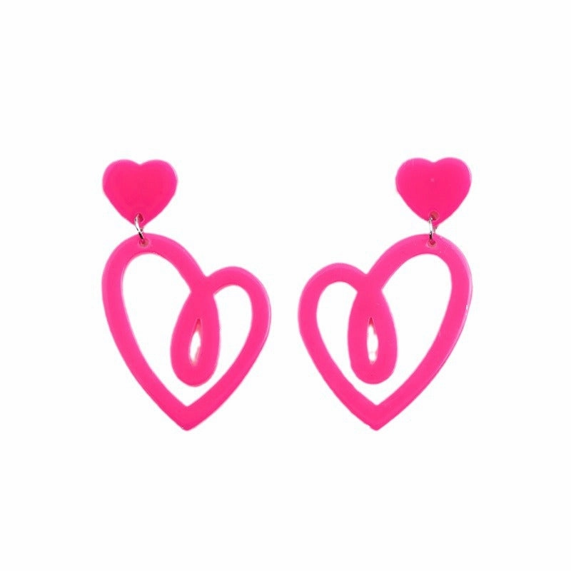Wholesale Valentine's Day rose red heart earrings hollow earrings simple Korean earrings earrings
