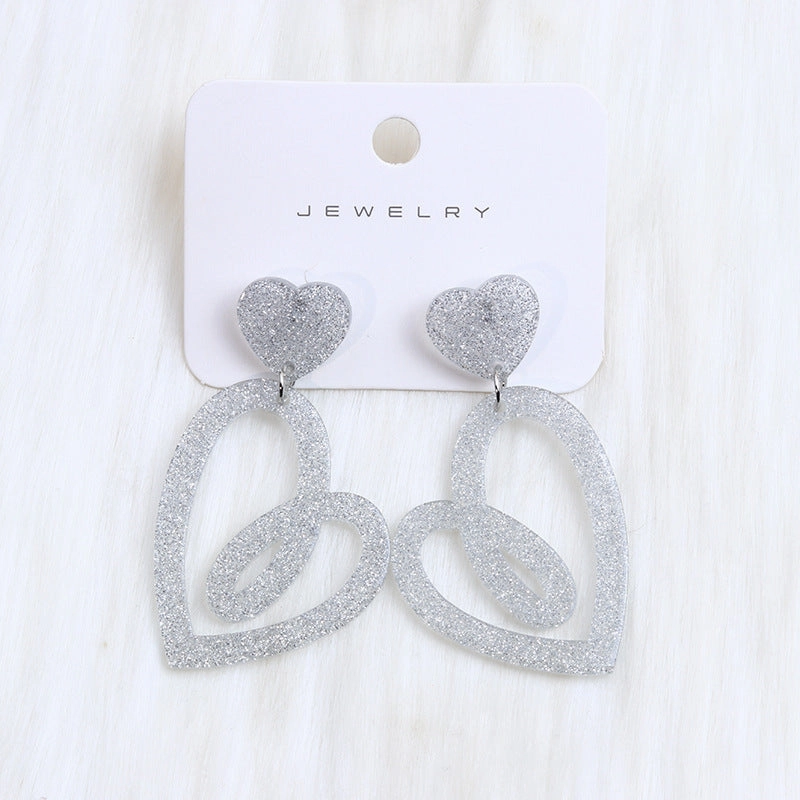 Wholesale Valentine's Day rose red heart earrings hollow earrings simple Korean earrings earrings