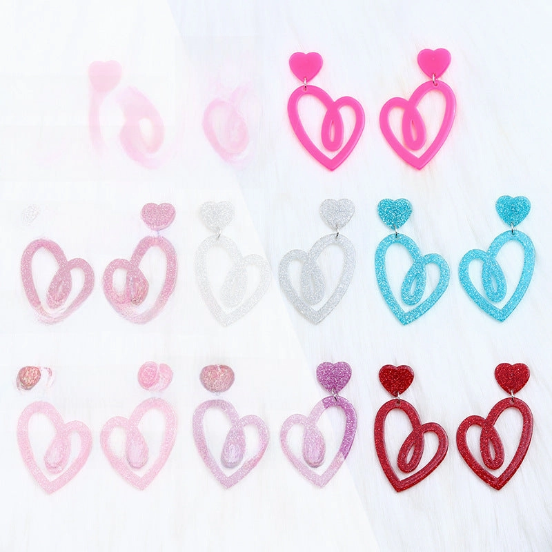 Wholesale Valentine's Day rose red heart earrings hollow earrings simple Korean earrings earrings