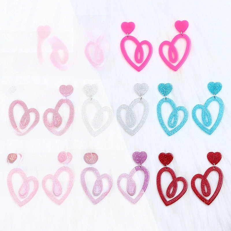 Wholesale Valentine's Day rose red heart earrings hollow earrings simple Korean earrings earrings
