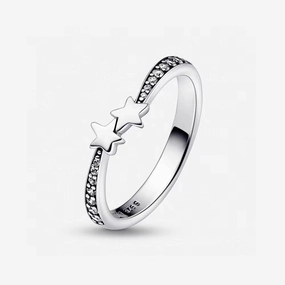 Wholesale Valentine's Day silver-plated shining meteor row Diamond elegant five-pointed star ring