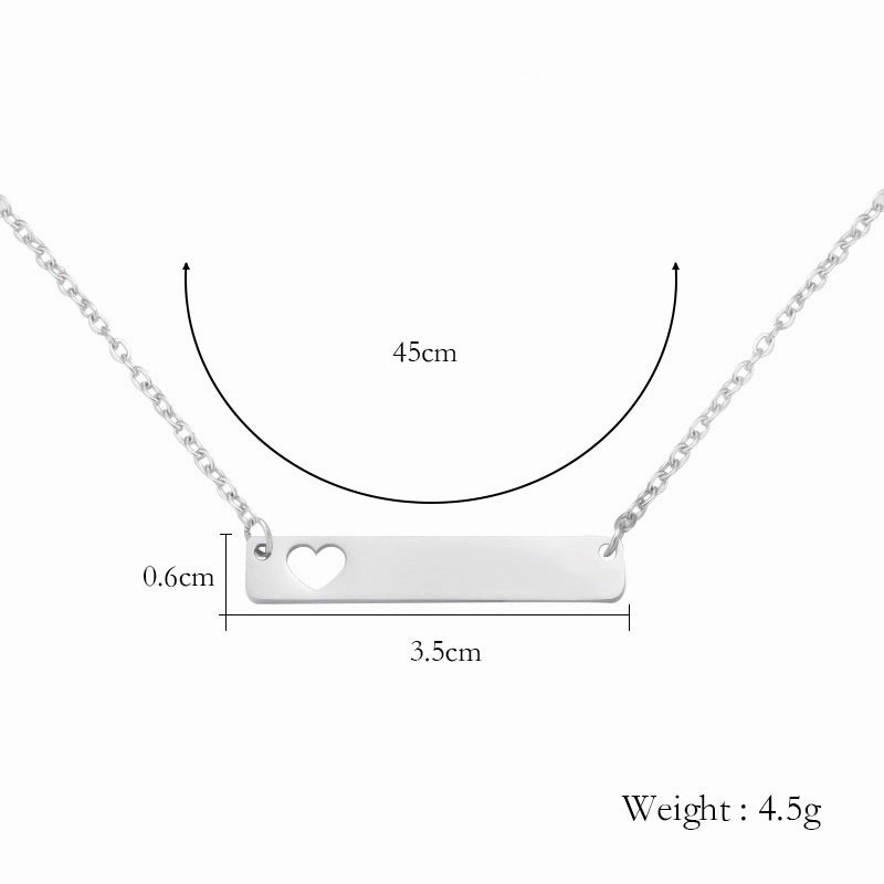 Wholesale Valentine's Day Stainless Steel Rectangular Hollow Heart Necklaces