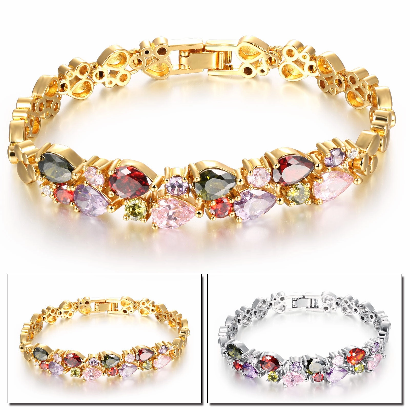 Wholesale Valentine's Day Vintage Crystal Gold Plated Bracelet