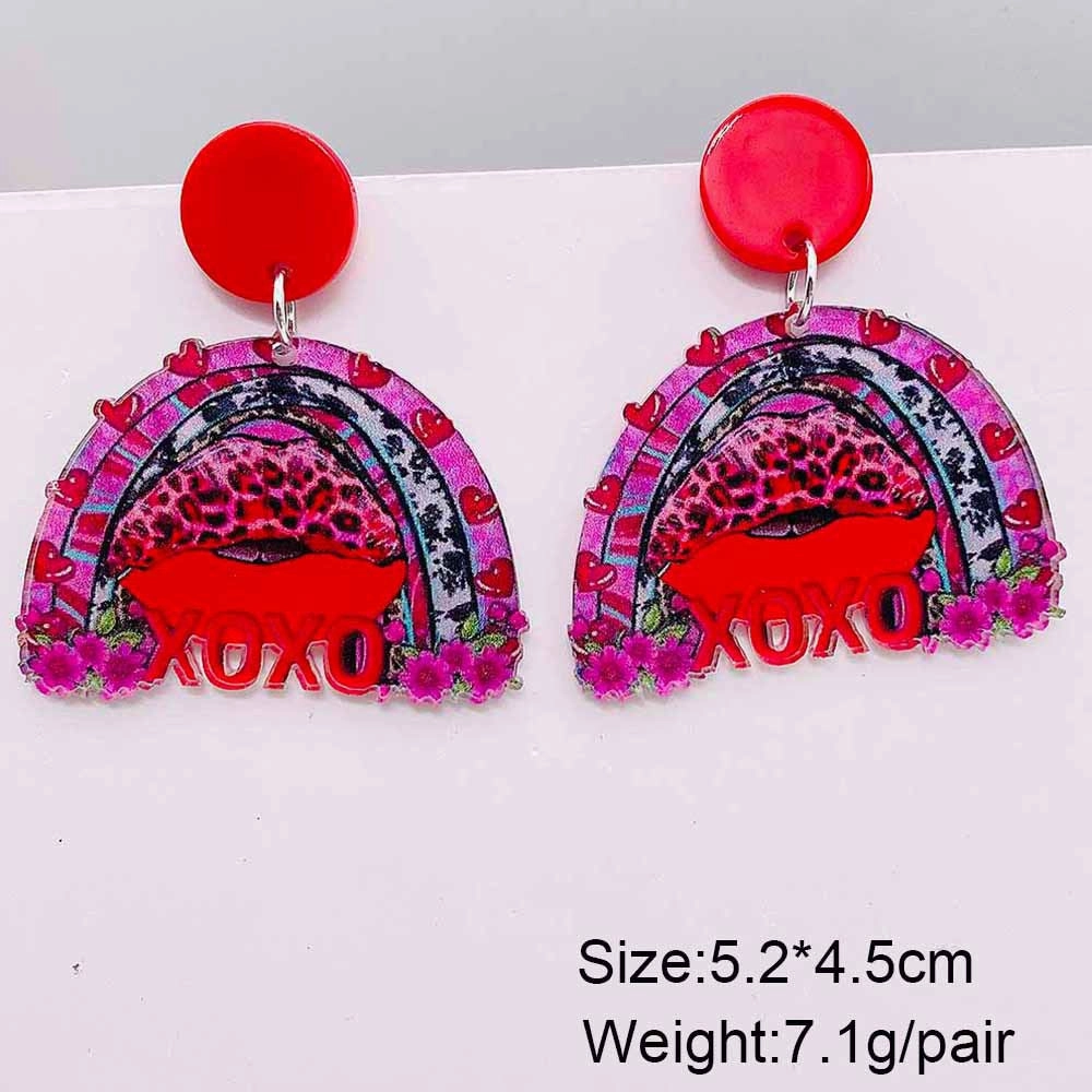 Wholesale Valentine's Day West Highland Cow Rainbow Acrylic Pink Envelope Love Balloon Earrings