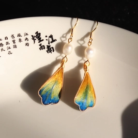 Wholesale Velvet flower pearl filigree earrings Chinese classical style cheongsam earrings
