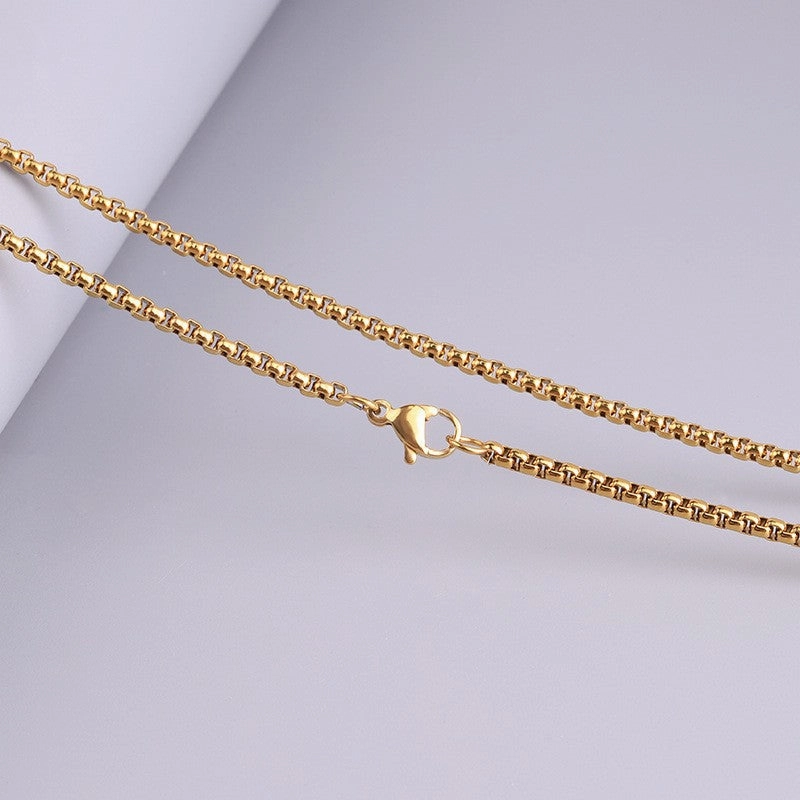 Wholesale Versatile DIY Stainless Steel 18k Gold Plated Chain Bar Titanium Steel Square Pearl Necklaces